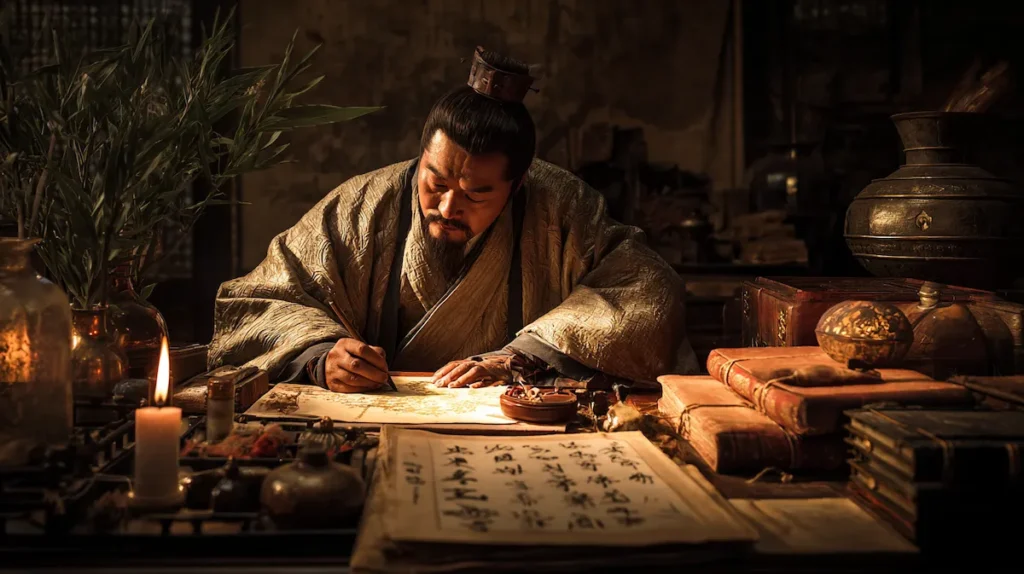 전국시대 전략가 소진이 전략을 세우는 모습 - 전화위복 유래와 능동적 지혜의 역사적 배경